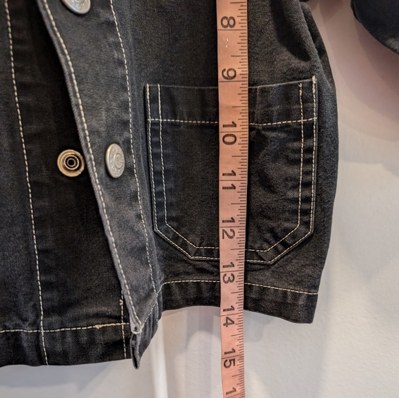 BABY B'GOSH toddler black denim jacket with busy bumpers dumptruck applique - Picture 7 of 7